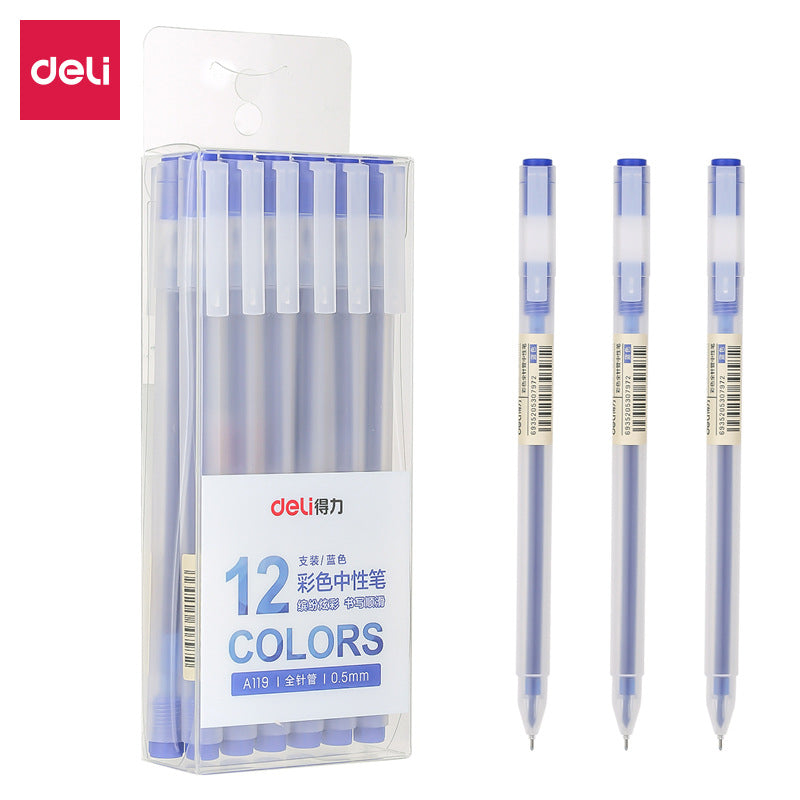 DELI A119 Colors Gel Pen Needle Tip 0.5mm Fine Point 12 Pack